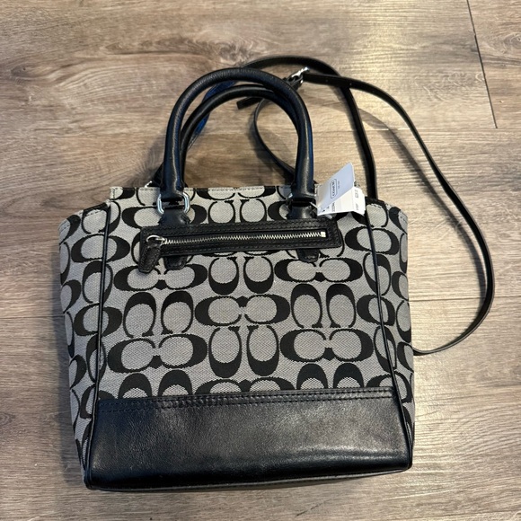 Coach Signature Legacy Mini Tanner Black & White Tote Bag - Picture 6 of 8